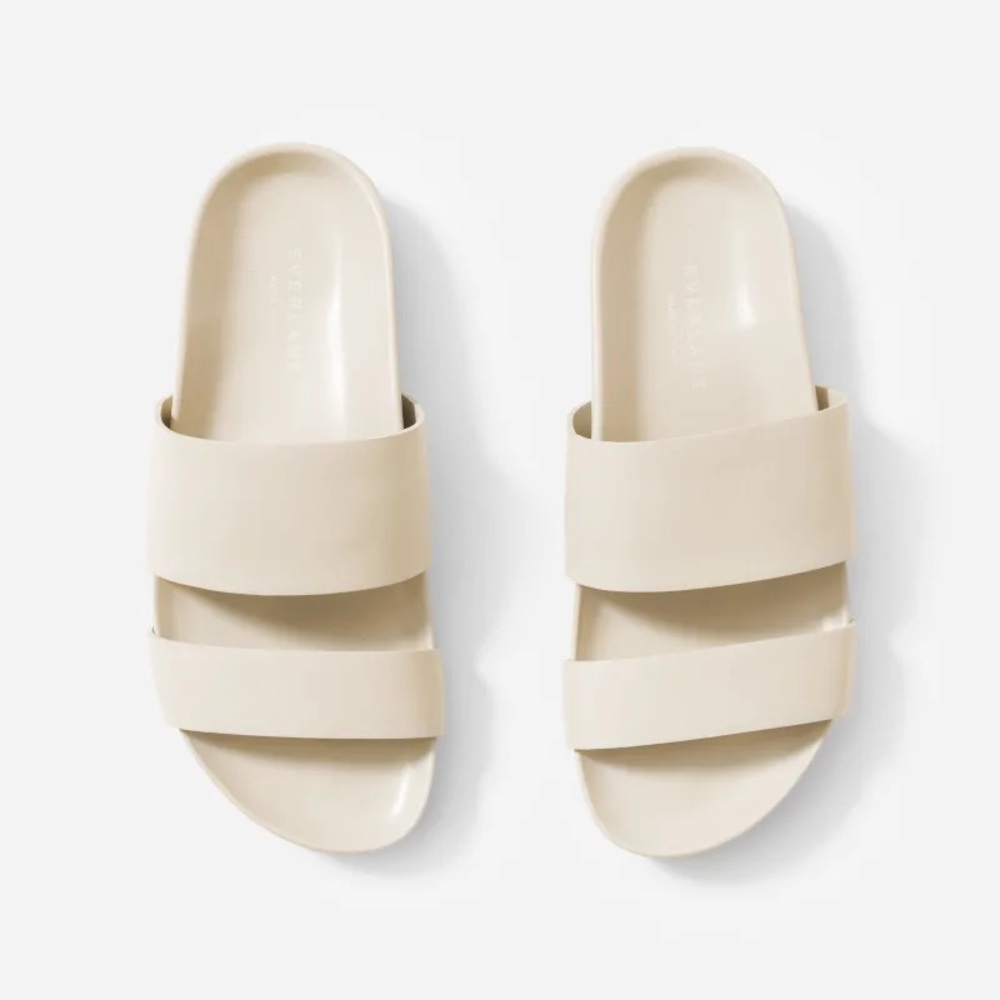 Everlane Form Two-Strap Sandal in Bone, size 10